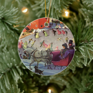 Weihnachten, Liebe und Romantik Sleigh Keramik Ornament