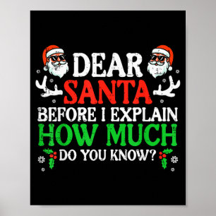 Weihnachten Lieber Santa Wie viel wissen Sie Xmas Poster