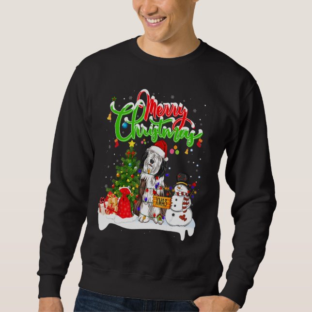 Weihnachten Lighting Matching Santa Barted Collie  Sweatshirt (Vorderseite)