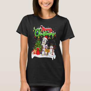 Weihnachten Lighting Matching Santa Barted Collie T-Shirt