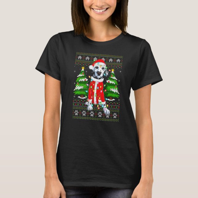 Weihnachten Lighting Ugly Weihnachten Dalmatiner W T-Shirt (Vorderseite)