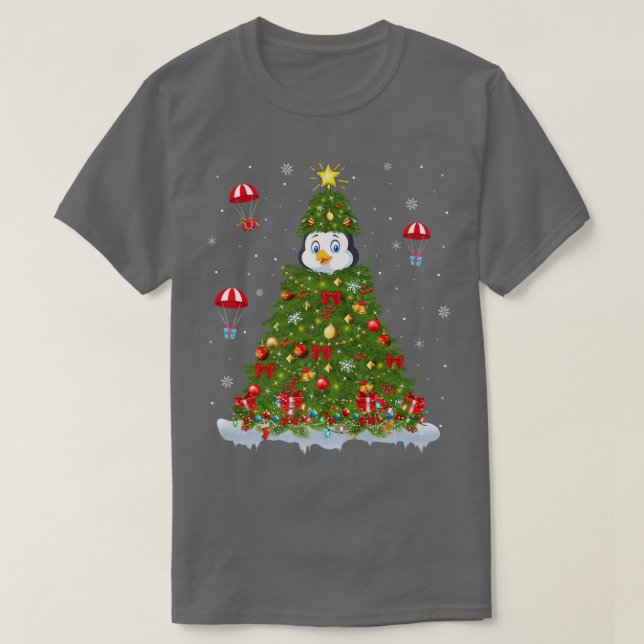 Weihnachten Lights Matching Family Funny Pinguin C T-Shirt (Design vorne)