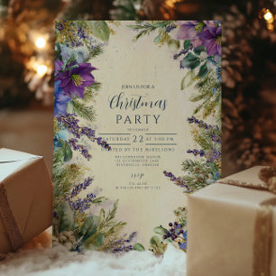 Weihnachten Lila Poinsettia Elegante Einladung