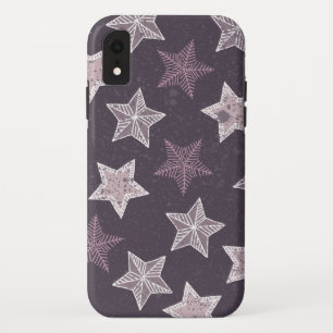 Weihnachten lila Schneeflocken Sterne Muster Case-Mate iPhone Hülle