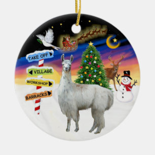 Weihnachten - Llama 12 Keramikornament
