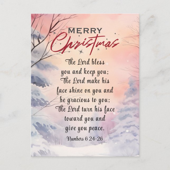 Weihnachten Lord Bless You Bible Verse Winter Szen (Vorderseite)