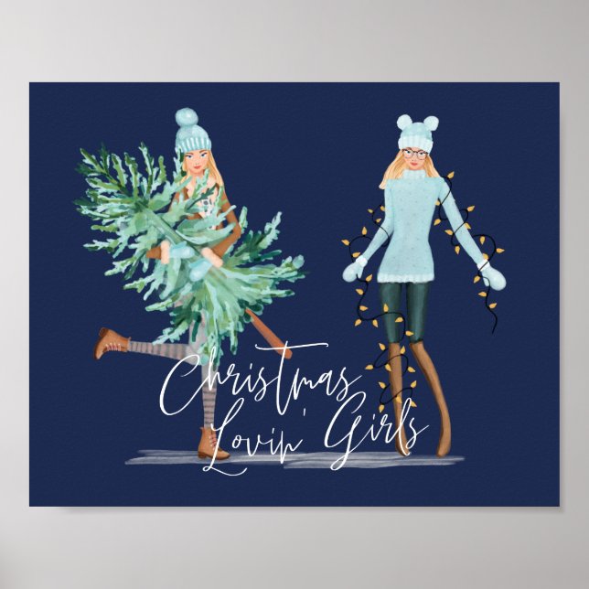 Weihnachten Lovin' Girls Verspieltes Val Corippo Poster (Vorne)