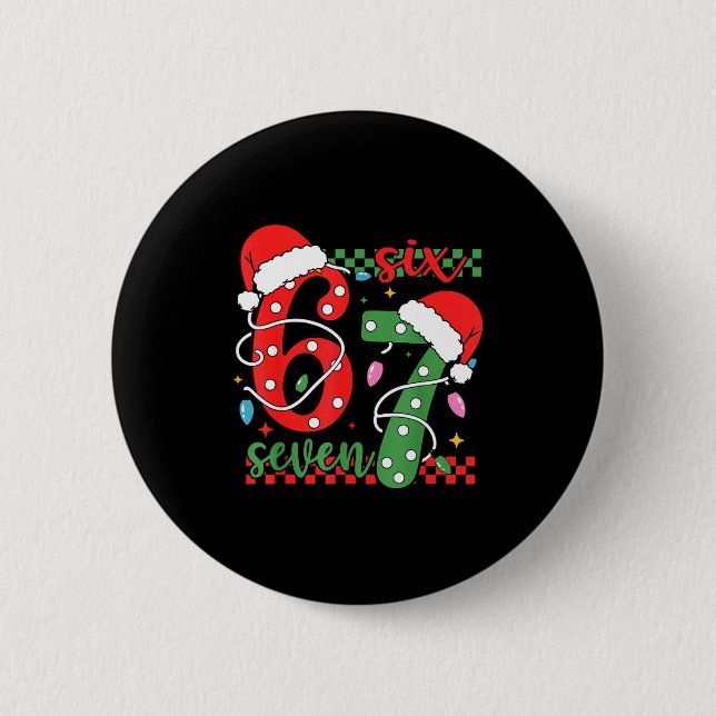 Weihnachten Lustig Six Seven 6 7 Meme Gen Alpha Sl Button (Vorderseite)