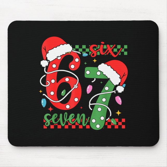 Weihnachten Lustig Six Seven 6 7 Meme Gen Alpha Sl Mousepad (Vorne)