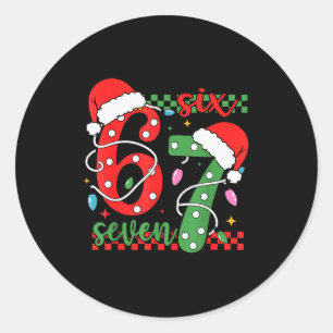 Weihnachten Lustig Six Seven 6 7 Meme Gen Alpha Sl Runder Aufkleber
