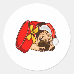 Weihnachten Lustiger Hund Vintage Xmas Welpe Frohe Runder Aufkleber