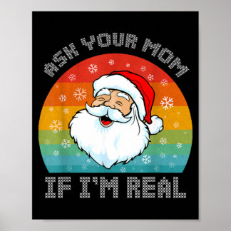 Weihnachten lustiger Retro-Weihnachtsmann fragt Ma Poster