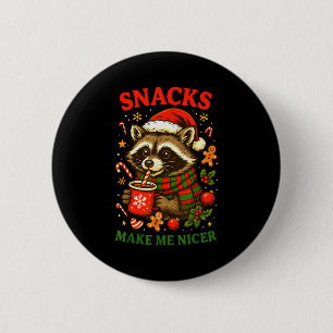 Weihnachten Lustiger Süßer Wilder Waschbär Snacks Button