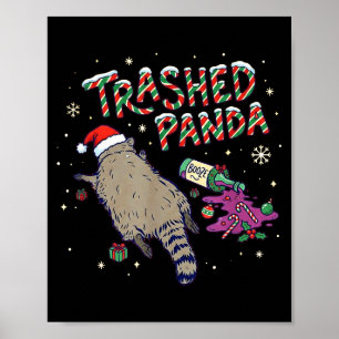 Weihnachten Lustiger Zertrümmerter Panda Waschbär Poster