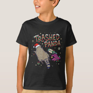 Weihnachten Lustiger Zertrümmerter Panda Waschbär T-Shirt