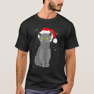 Weihnachten Lykoi Cat Weihnachtsmannmütze Weihnach T-Shirt