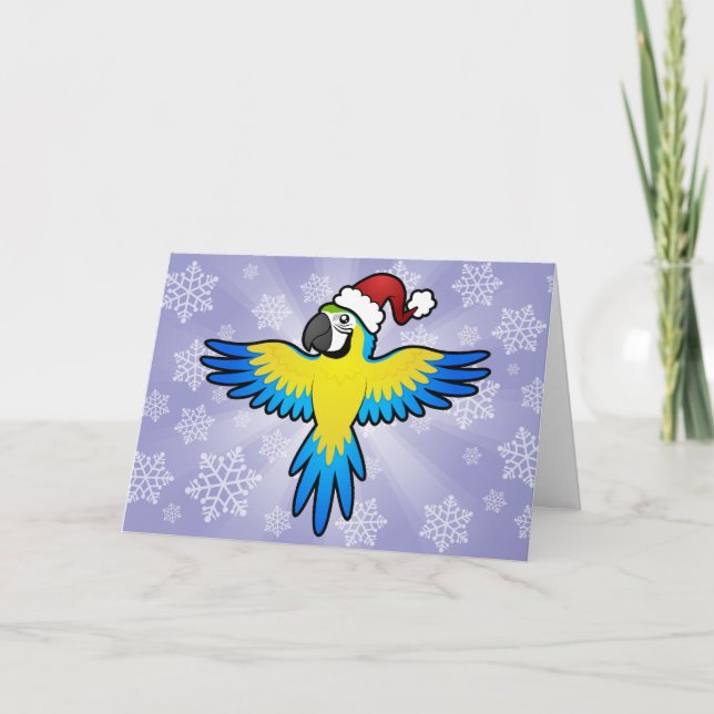 Weihnachten-Macaw/Papagei Feiertagskarte (Vorderseite)