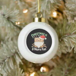Weihnachten macht mehr Spaß Santa-Hut Camping Xmas Keramik Kugel-Ornament
