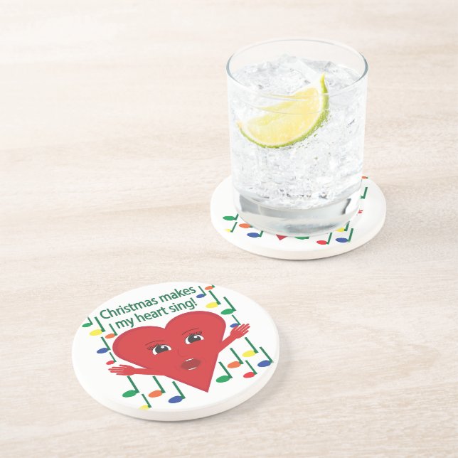 "Weihnachten macht mein Herz singen" Gesangsherz Getränkeuntersetzer (Seite)