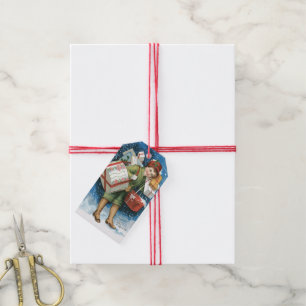 Weihnachten, Mädchen mit Geschenken im Winter Schn Geschenkanhänger