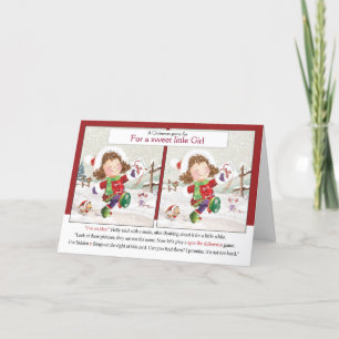 Weihnachten, Mädchen. Position des Unterschieds, A Karte