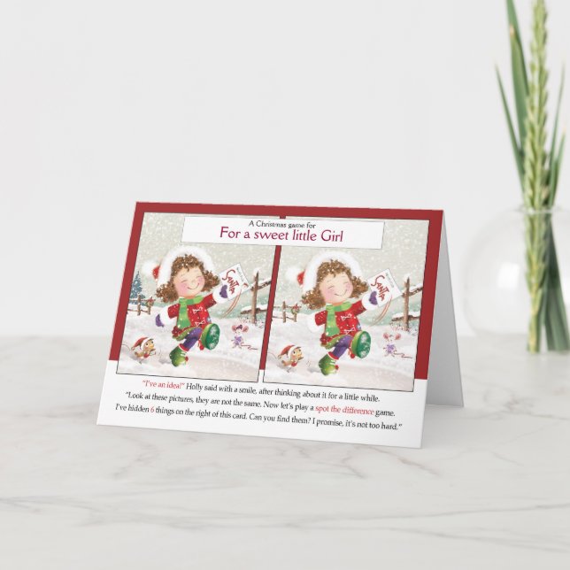 Weihnachten, Mädchen. Position des Unterschieds, A Karte (Vorderseite)