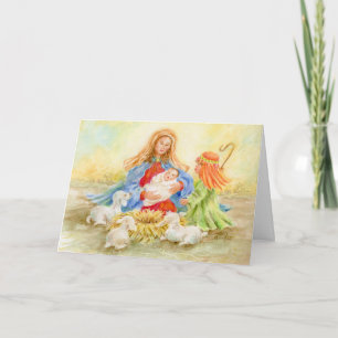 Weihnachten Madonna und Kind mit Shepherd Boy Card Karte