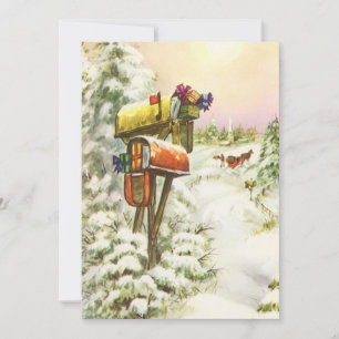 Weihnachten, Mailboxen im Winter Landschaft Einladung