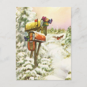 Weihnachten, Mailboxen im Winter Landschaft Feiertagspostkarte