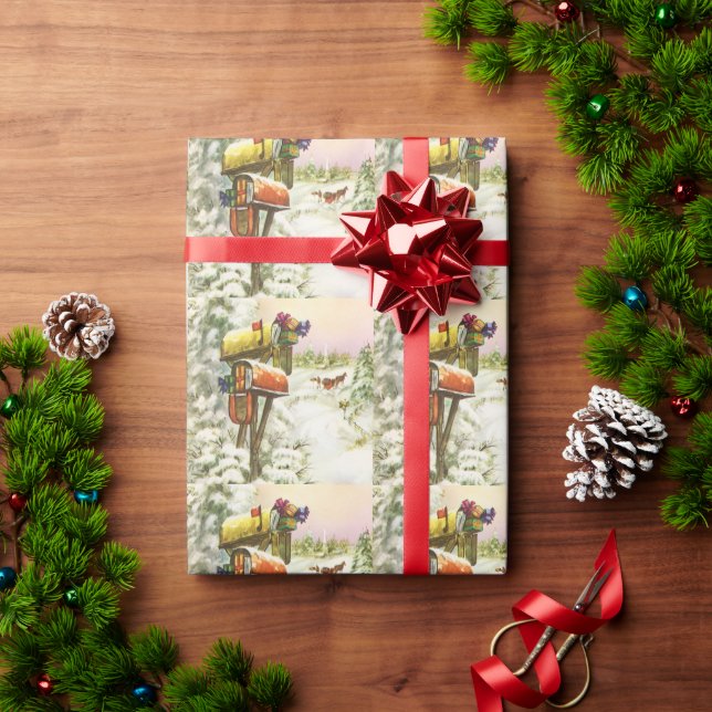 Weihnachten, Mailboxen im Winter Landschaft Geschenkpapier (Feiertagsgeschenk)