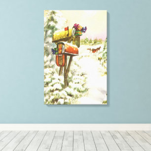 Weihnachten, Mailboxen im Winter Landschaft Leinwanddruck