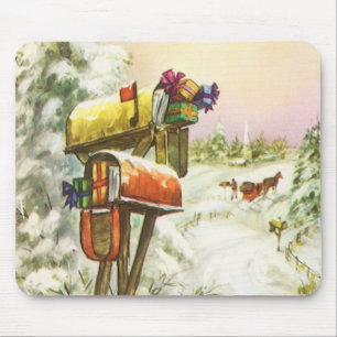 Weihnachten, Mailboxen im Winter Landschaft Mousepad
