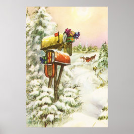 Weihnachten, Mailboxen im Winter Landschaft Poster