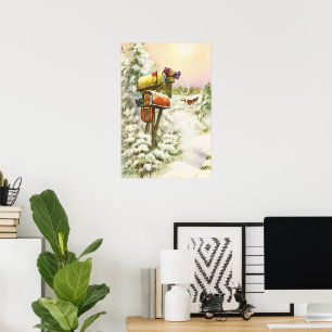 Weihnachten, Mailboxen im Winter Landschaft Poster
