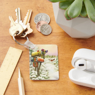 Weihnachten, Mailboxen im Winter Landschaft Schlüsselanhänger