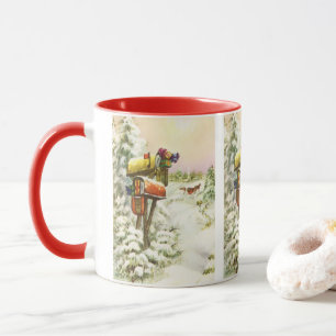 Weihnachten, Mailboxen im Winter Landschaft Tasse