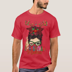Weihnachten Mama Mom Santa Rentier Unordentliches T-Shirt