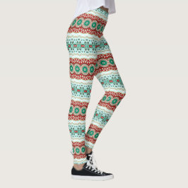 Weihnachten Mandala in Rot, Grün und Mattiert Blau Leggings