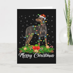Weihnachten Matching Weihnachtsmannmütze Doberman Karte