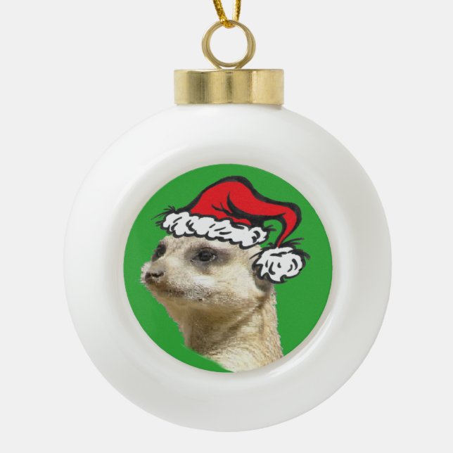 Weihnachten Meerkat Cust. Keramik Bal Ornament (Vorderseite)