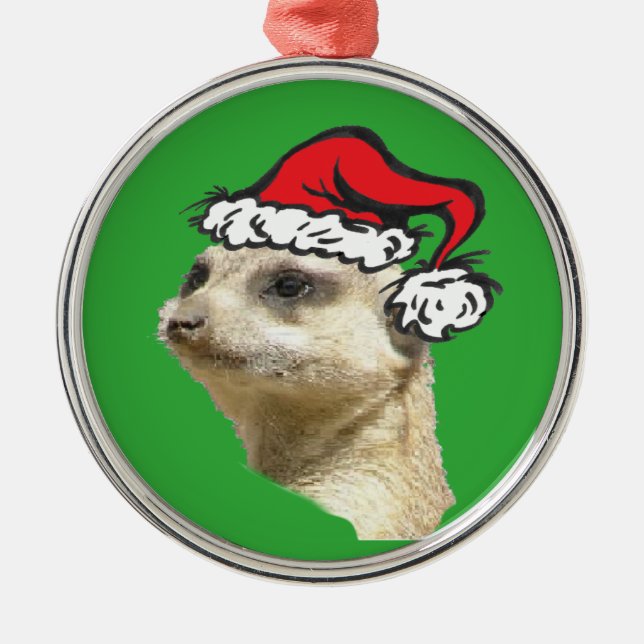 Weihnachten Meerkat Cust. Premium Rund-Ornament Silbernes Ornament (Vorne)