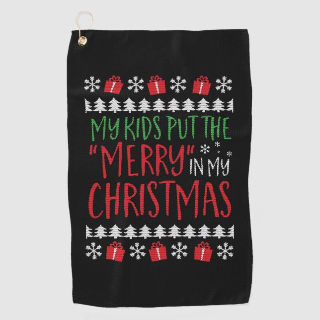 Weihnachten - Meine Kinder stecken das Fröhliche i Golfhandtuch (Vorderseite)