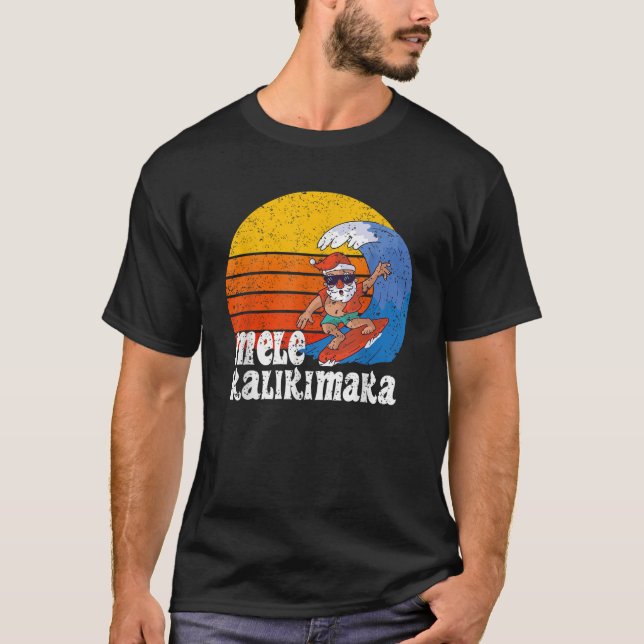 Weihnachten Mele Kalikimaka Surfing Santa Hawaiian T-Shirt (Vorderseite)