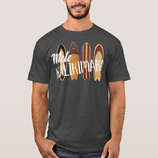 Weihnachten Mele Kalikimaka Vintage Surfbretter T-Shirt (Vorderseite)