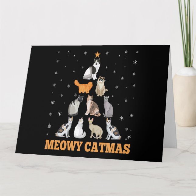 Weihnachten Meowy Catmas Urlaub Cat Lover Geschenk Karte (Vorderseite)