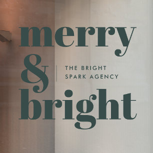 Weihnachten Merry and Bright Forest Green Fensteraufkleber