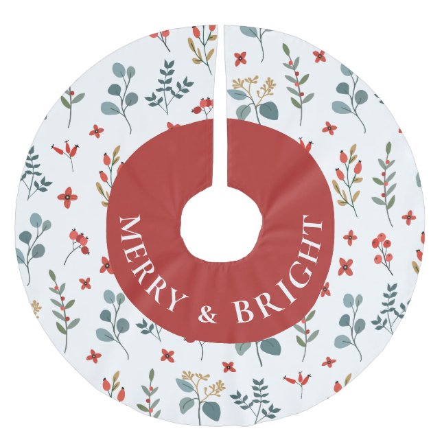 Weihnachten Merry & Bright Eucalyptus Berries Flor Polyester Weihnachtsbaumdecke (Vorderseite)