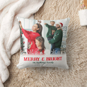 Weihnachten Merry & Bright Snowflake 2 Foto Famili Kissen