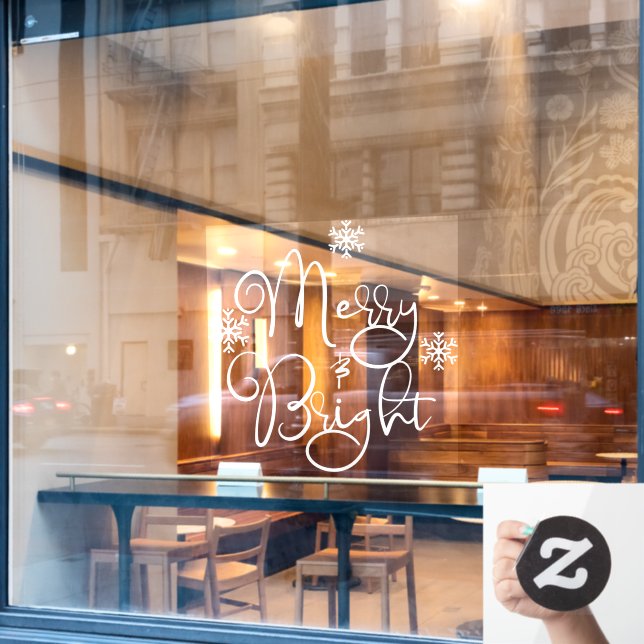 Weihnachten Merry & Bright Snowflake Shop Fensteraufkleber (Café-Fenster)