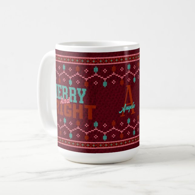 Weihnachten Merry & Bright Ugly Sweater Tasse (Vorderseite Links)